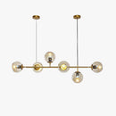 Modern LED chandelier in metal with multiple retro glass globes