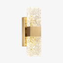 Designer LED wall light with crystal glass and gold cube loft