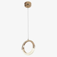 Designer LED pendant with gold ring, ring light style