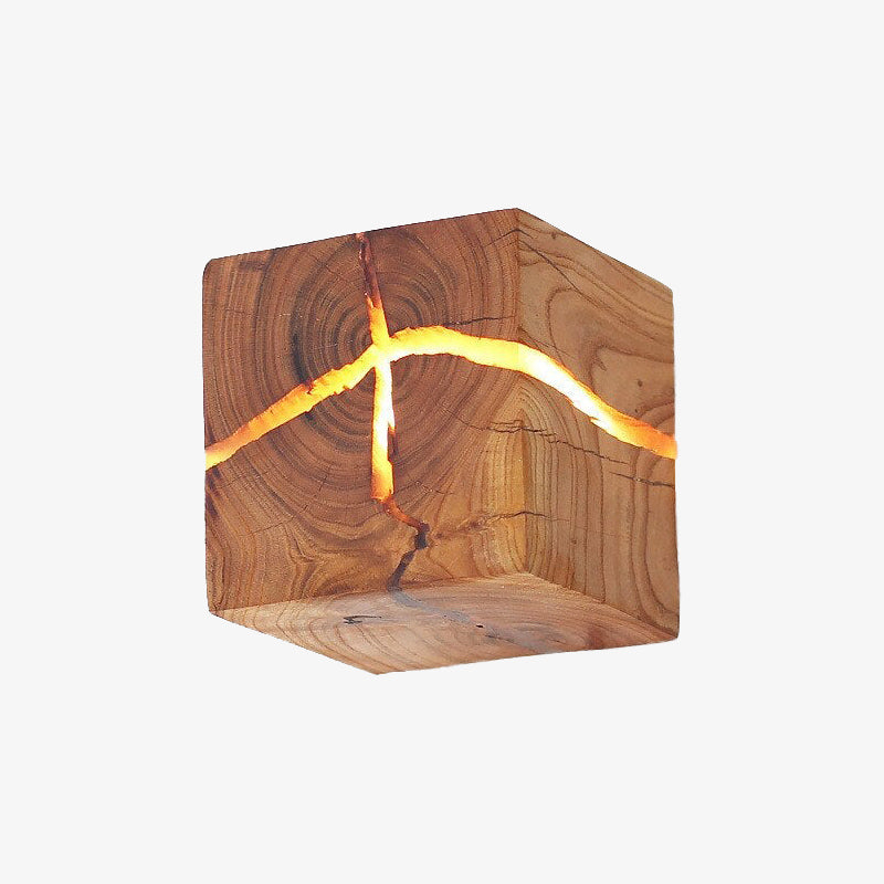 Scandinavian wooden cube LED wall light Lymena