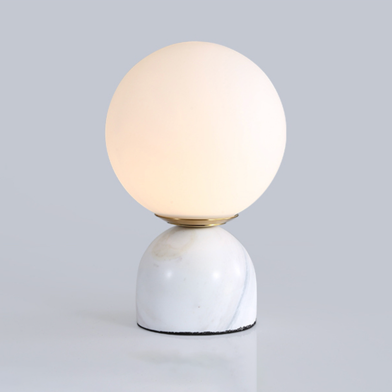 Modern round table lamp with Bailey marble style base