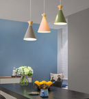Scandinavian pendant light with conical shade and wooden detail Avi