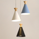 Scandinavian pendant light with conical shade and wooden detail Avi