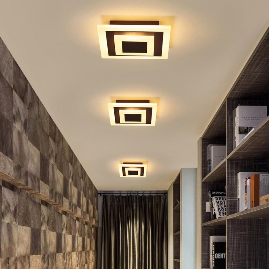 Davis circular or square metal LED ceiling light - vue 3 sur 8
