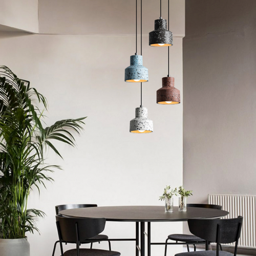 Coloured terrazzo-style cement pendant light - vue 4 sur 9