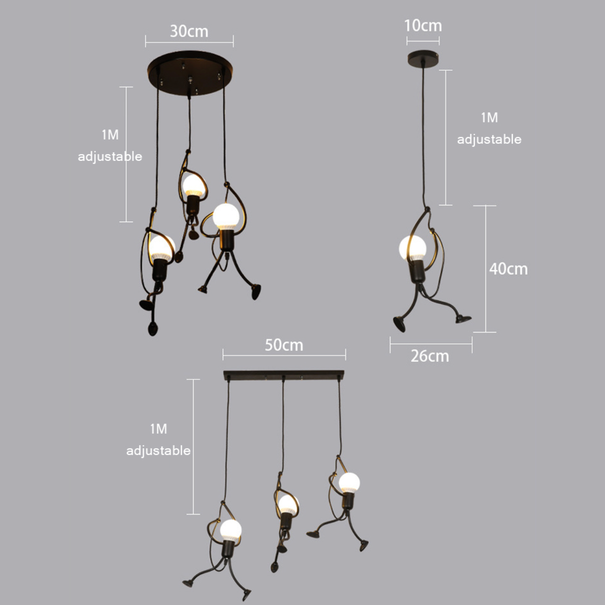 Human hanging LED designer pendant light - vue 8 sur 8