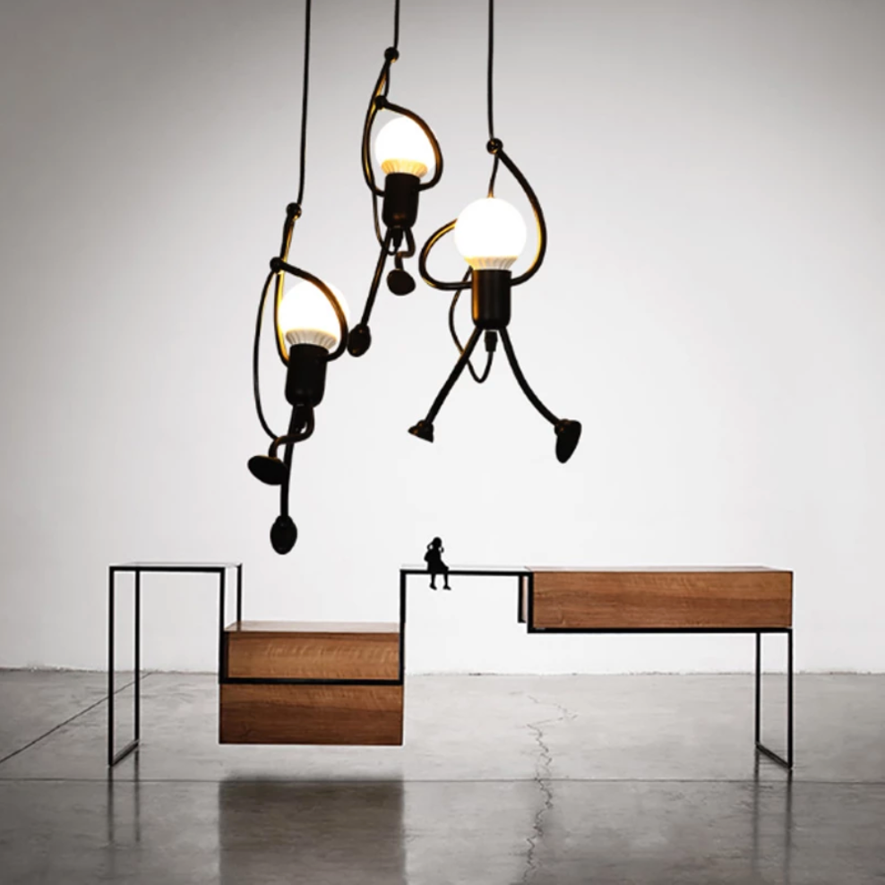 Human hanging LED designer pendant light - vue 2 sur 8