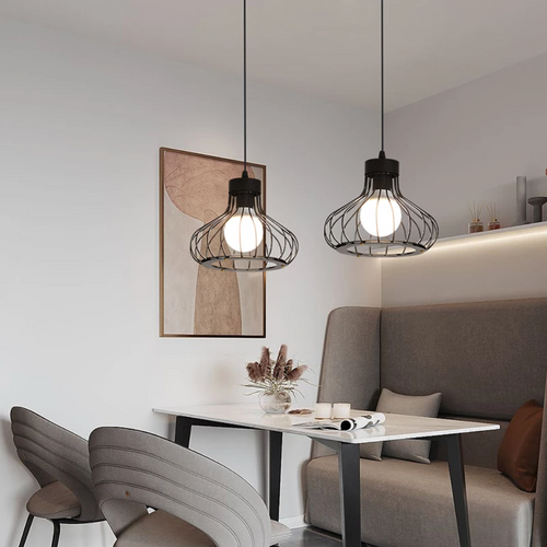 Industrial design pendant light with cage lamp