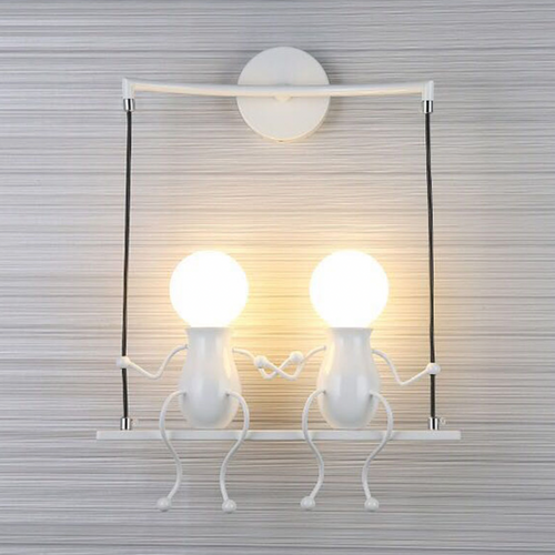 Led wall light man on swing decoration - vue 7 sur 7