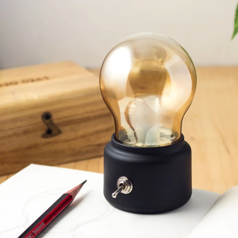 Vintage LED bulb-shaped table lamp - vue 3 sur 6