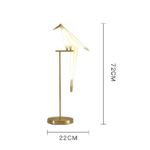 Table lamp shaped like a bird on a golden branch - vue 6 sur 6