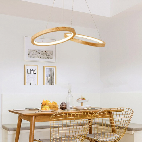 Botimi circular wooden LED chandelier - vue 3 sur 3