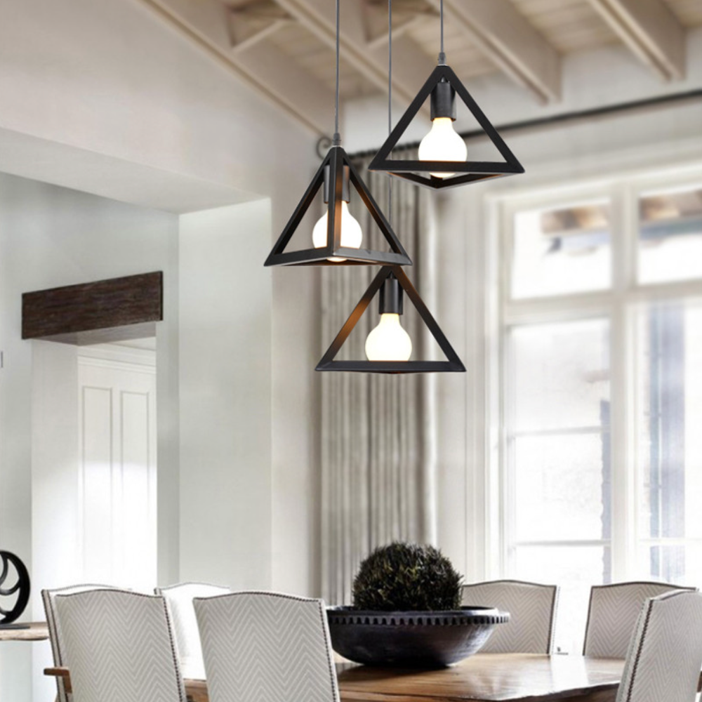 Triangle design pendant light in assorted colours