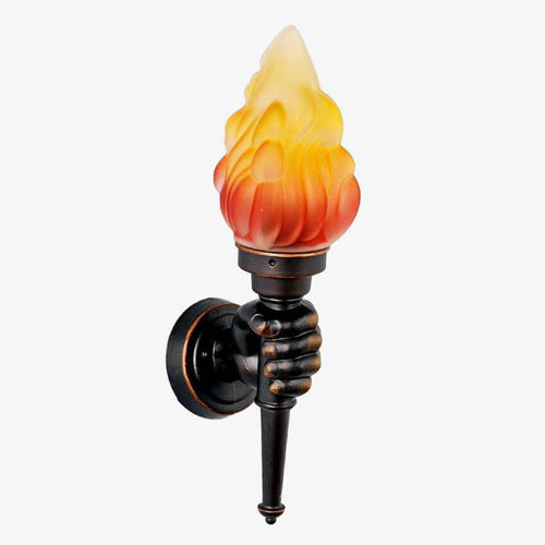 Rustic vintage glass and metal hand-held torch wall light