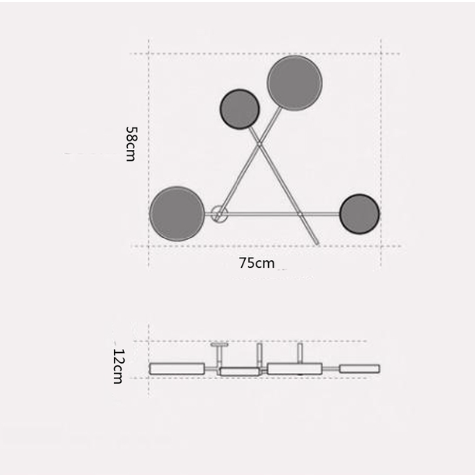 Modern LED metal wall light with multiple Fly discs - vue 8 sur 8