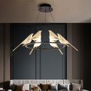 Luxury LED designer chandelier with golden magpie birds