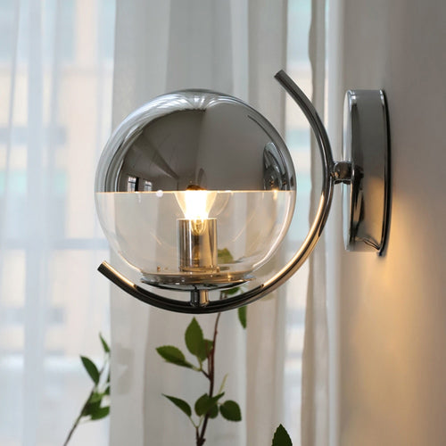 Feroe modern chrome glass wall light - vue 4 sur 7