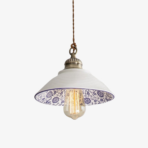 Modern LED pendant light with white ceramic shade Riya