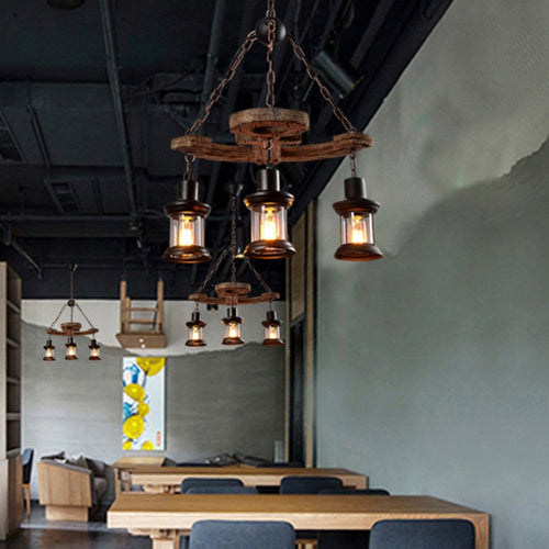 Vintage chandelier with Alaska wooden anchor base - vue 8 sur 10