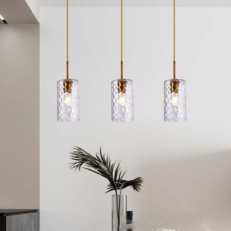 Pendant light with cylindrical glass shade raven - vue 3 sur 9