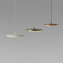LED pendant light with flat rounded Sysley shade