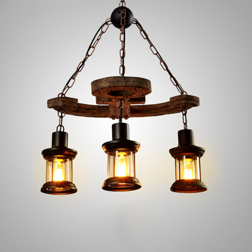 Vintage chandelier with Alaska wooden anchor base - vue 9 sur 10