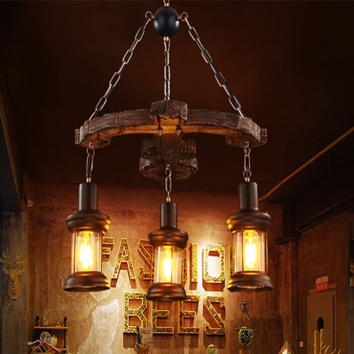 Vintage chandelier with Alaska wooden anchor base - vue 4 sur 10