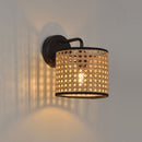 Wall light with openwork rattan shade taora