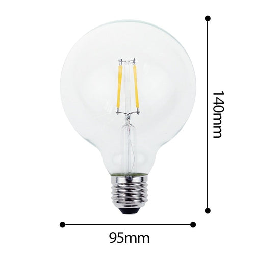Globe bulb E27 LED incandescent filament Edison - vue 3 sur 2