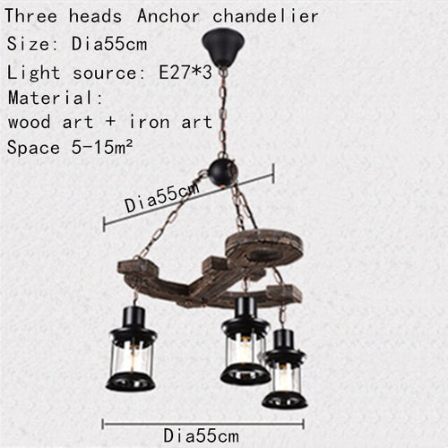 Vintage chandelier with Alaska wooden anchor base - vue 6 sur 10