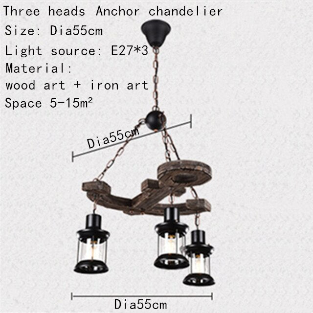 Vintage chandelier with Alaska wooden anchor base - vue 5 sur 10