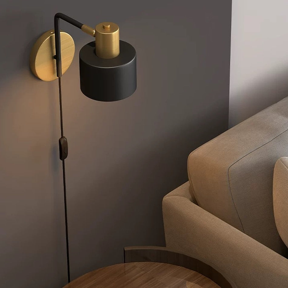 Aveiro black and gold brass LED wall light - vue 2 sur 7