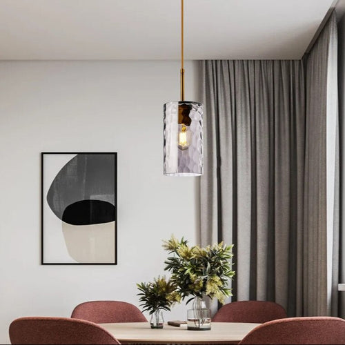 Pendant light with cylindrical glass shade raven - vue 6 sur 9
