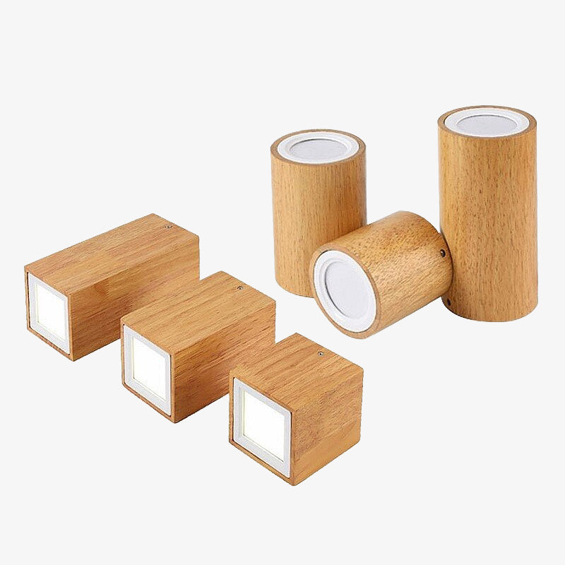 Rogely circular Scandinavian wooden LED spotlight