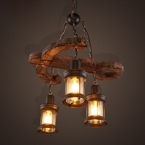 Vintage chandelier with Alaska wooden anchor base - vue 11 sur 10