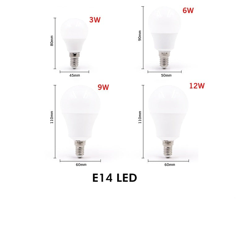 Globe-shaped E14 LED bulb (3W to 20W)