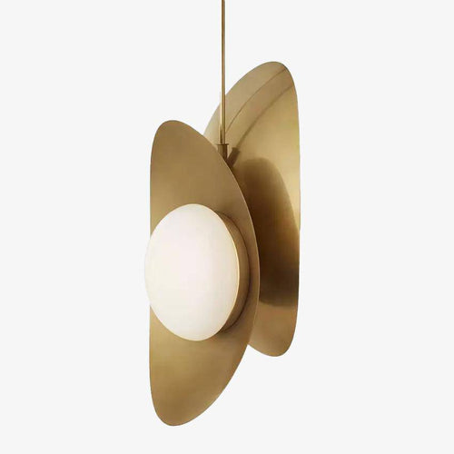 Double-sided gently curved gold metal pendant light - vue 2 sur 7