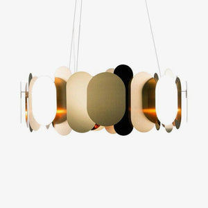Modern chrome design chandelier with round and flat plates Villa