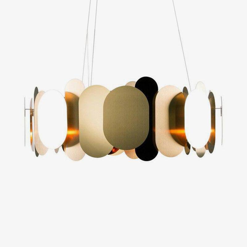 Modern chrome design chandelier with round and flat plates Villa