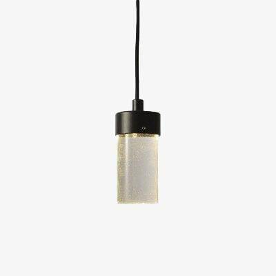 Designer glass cylinder pendant light of several lengths