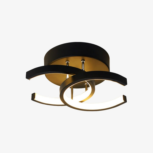 Modern LED ceiling light with two crossed C-shapes in metal Donatelo - vue 2 sur 4