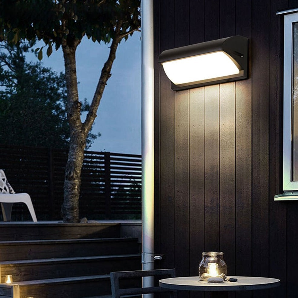 Hallen black metal outdoor LED wall light