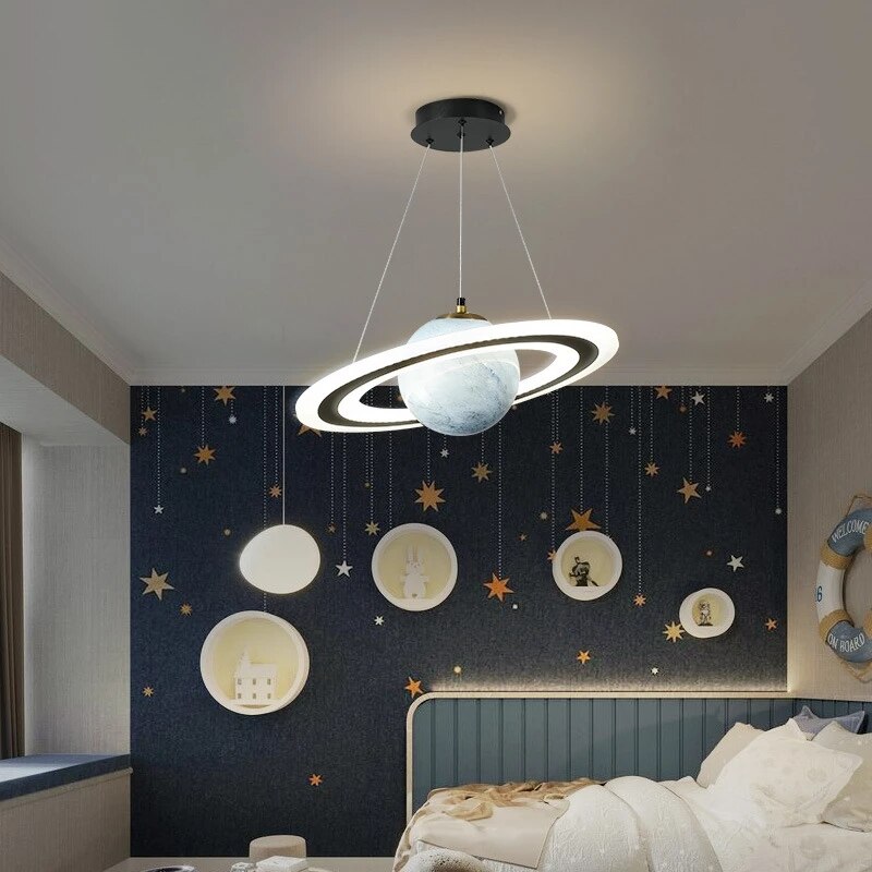 Children's pendant light shaped like planet Jupiter - vue 3 sur 8
