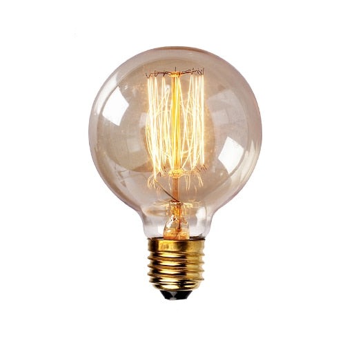 Large vintage filament incandescent ball bulb 40W Edison