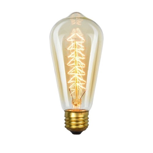 Vintage 40W Edison Triangle Filament Incandescent Tube Cone Bulb