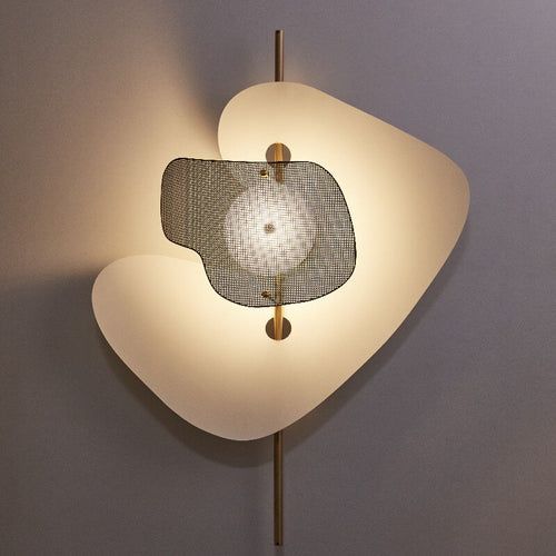 White designer wall light with gold stem crissy - vue 5 sur 6