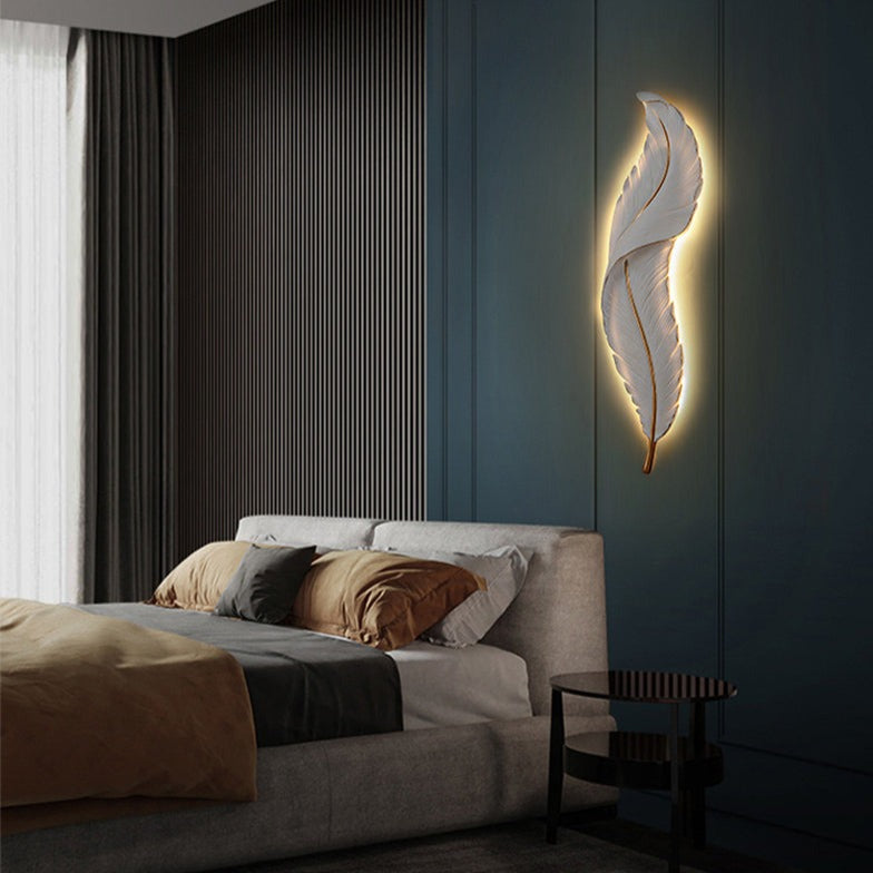 Modern white feather LED wall light Kauai - vue 7 sur 11