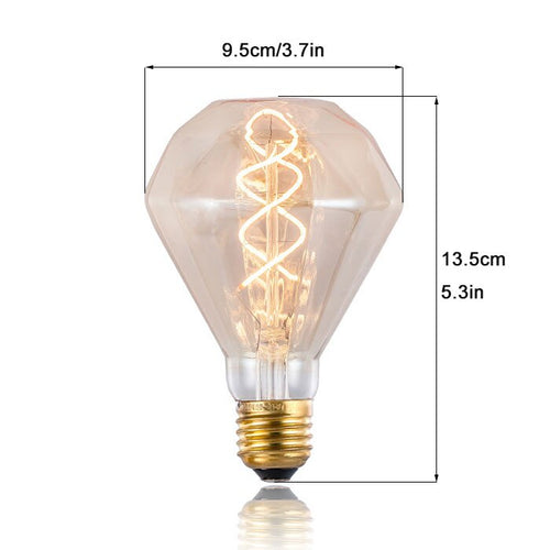 Vintage 4W Edison LED Spiral Filament Incandescent Diamond Bulb - vue 5 sur 4