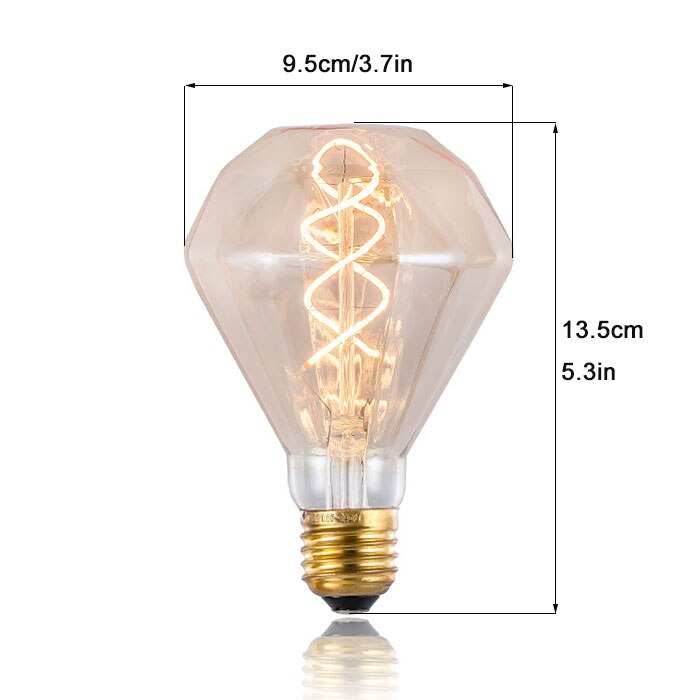 Vintage 4W Edison LED Spiral Filament Incandescent Diamond Bulb - vue 4 sur 4