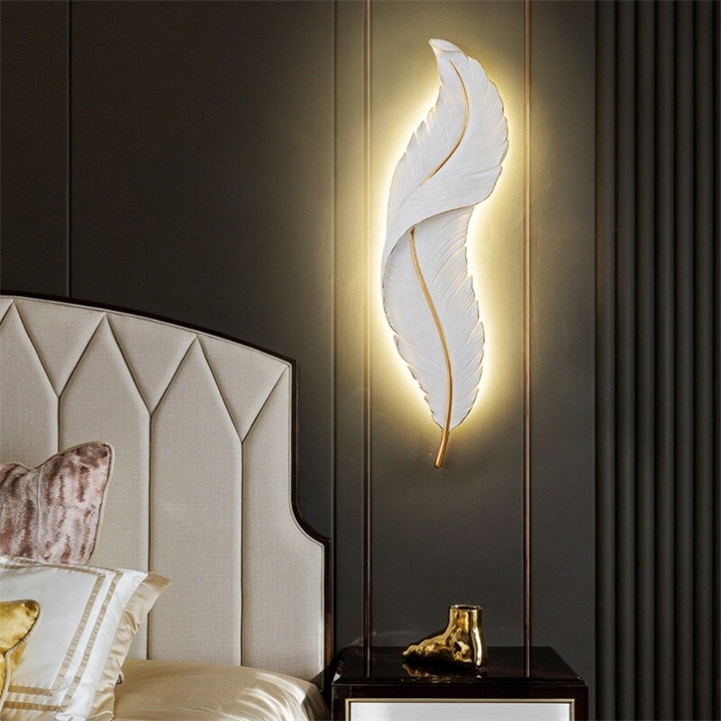 Modern white feather LED wall light Kauai - vue 5 sur 11